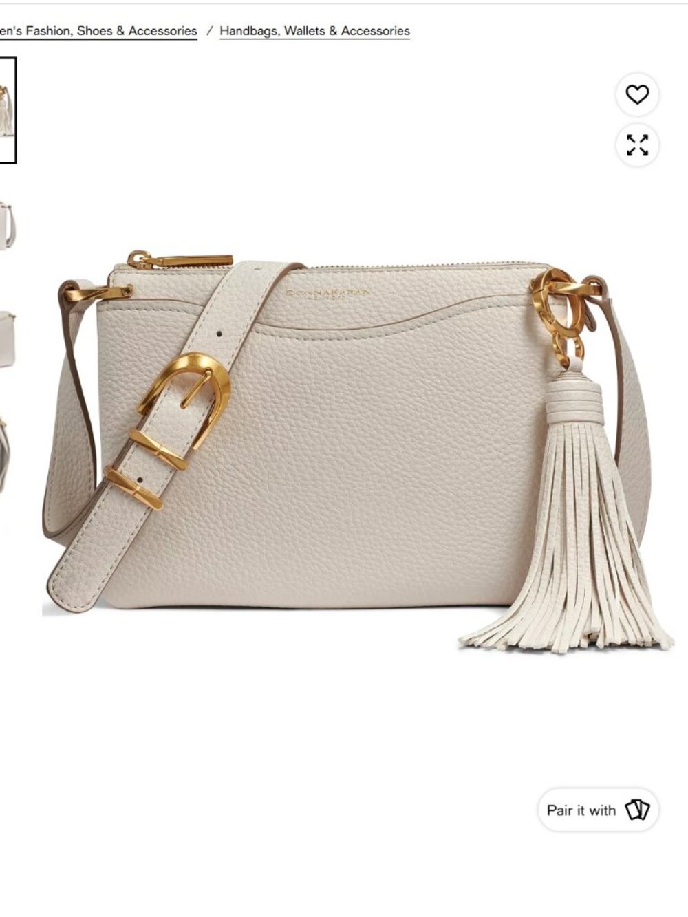 Donna Karan Glenwood Zippered Leather Small Crossbody with Tassel Detail